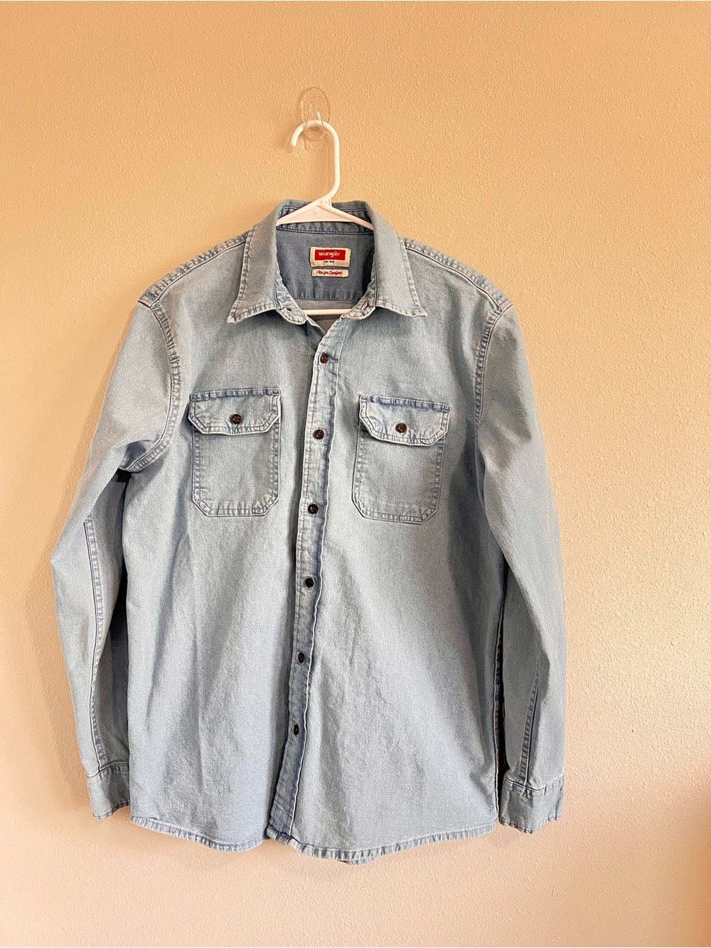 Wrangler Light Blue Denim Button-Down Shirt